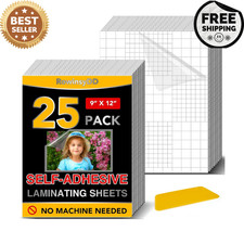 25 Pack Self Adhesive Laminating Sheets 9 x 12 Inch Clear Sticker Laminate Sheet