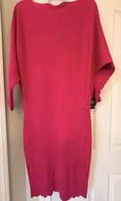 Express Pink Mid Sleeve Boat Neck Knit Sweater Dress XL Knee Length