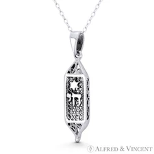 Mezuzah Star of David & Hebrew Chai "Life" 18 Charm .925 Sterling Silver Pendant