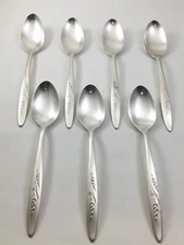 Oneida Community SONG OF AUTUMN Silverplate 7 Five O'clock Teaspoons Flatware
