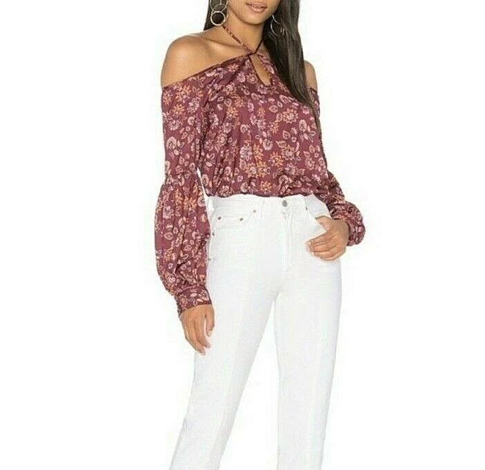 Nuevo con etiquetas Top "The Fifth Label" Carrusel Borgoña Aster Hombro Descubierto Talla M Foto 4 de 4