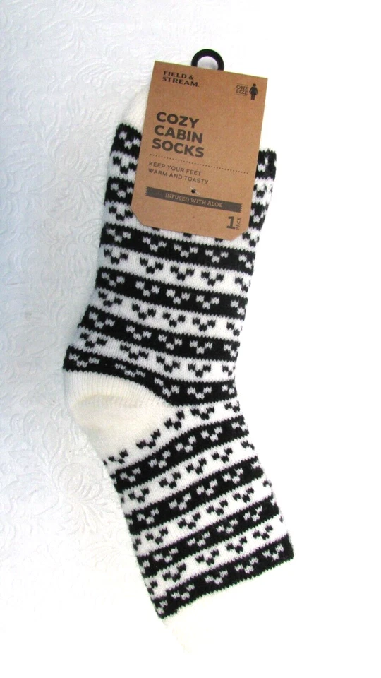 Nuevos CALCETINES DE CABINA FIELD & STREAM acogedores para mujer TALLA 5-10 negros blancos Foto 2 de 3