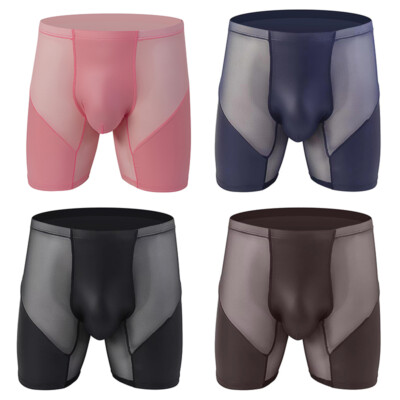 Herren Sexy Netz Lang John Boxer Shorts Slip Tasche Unterwäsche Slip ↷ ↷