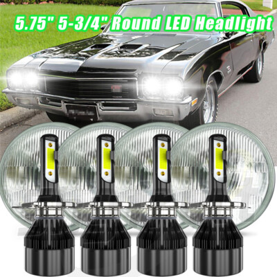 4pcs 5-3/4 5.75'' Round LED Headlights HI-LO Beam For Buick GS 455 1970-1972