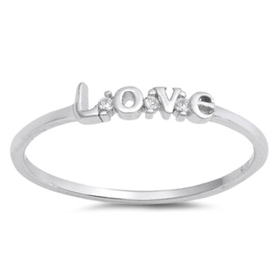 White CZ Promise Love Script Ring New Gift .925 Sterling Silver Band ...