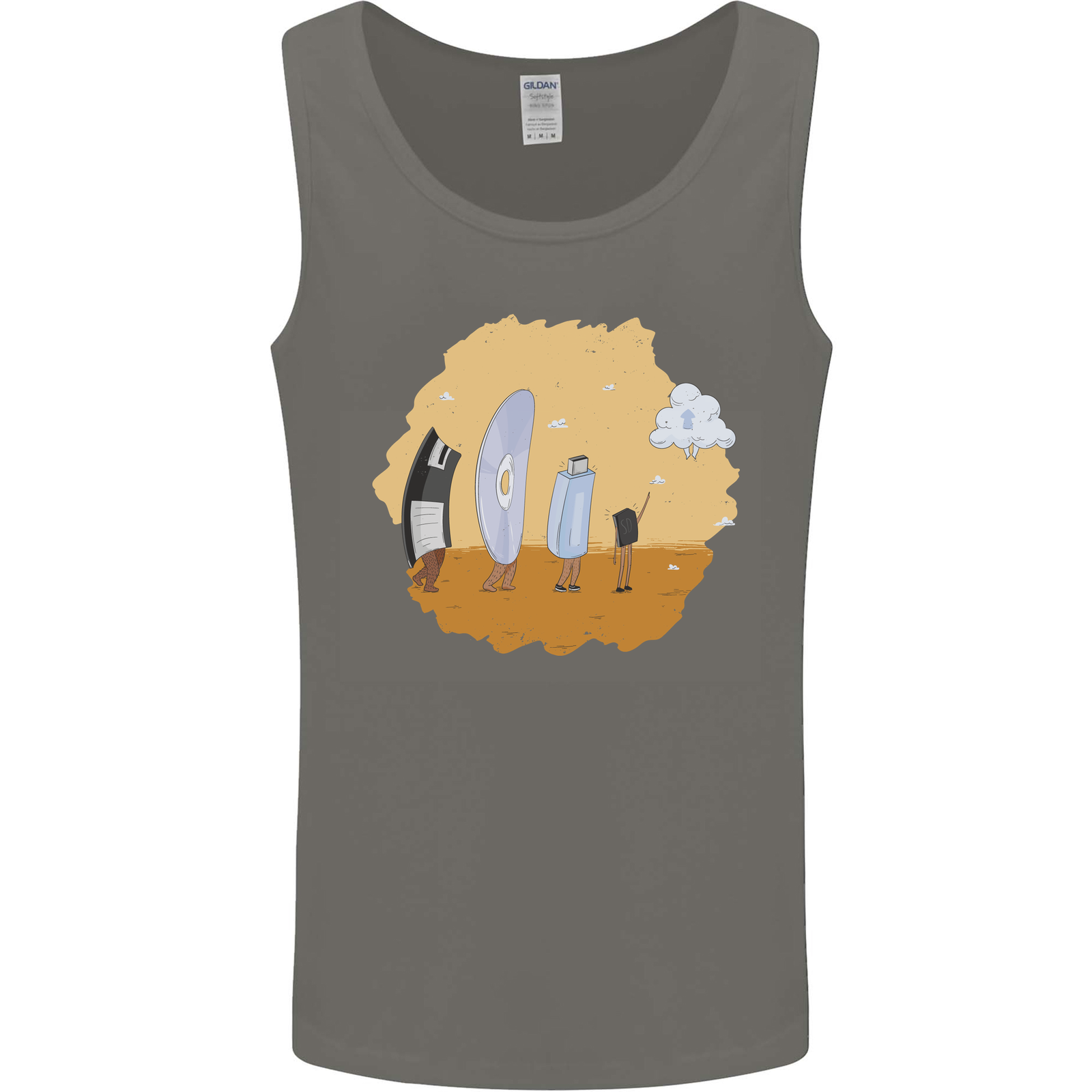 Tech Evolution Tee: Floppy to Cloud Retro PC Men's Vest Tank Top-image
