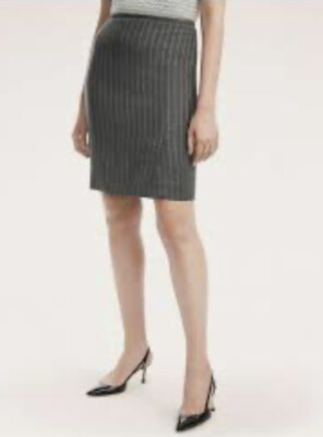 NWT Brooks Brothers Light Weight Wool Gray Pinstripe Pencil Skirt