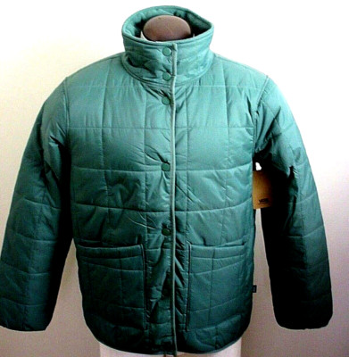 Vans Women's Which Way Fleece Lined Snap Front Puffer Jacket Duck Green NWT