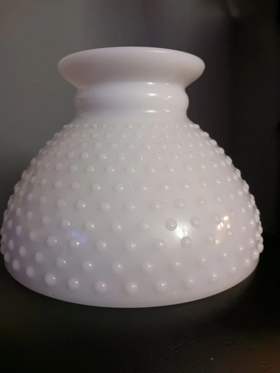 Vintage Hobnail Milk Glass Lamp Shade 8 Inch Fitter Hurricane