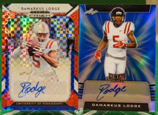 2 2019 Leaf BLUE Red White Prizm POWER DAMARKUS LODGE Rookie Auto Cards /35 /99