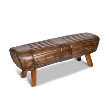 100% Real Genuine Leather Foot Stool Hall Bench Pommel Horse Brown / Old English