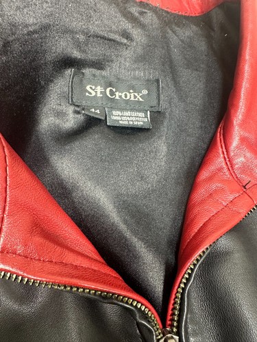 St Croix Men's Red and Black Butter Soft Lamb Leather Jacket Size 44 - Picture 4 of 10