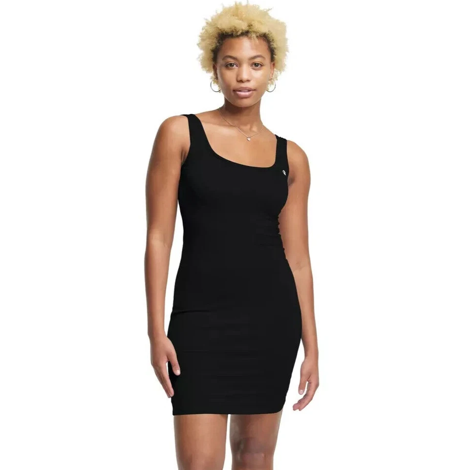 NWT Champion Women's Everyday Cotton Span Cami Dress Tank Bodycon Black,  Small