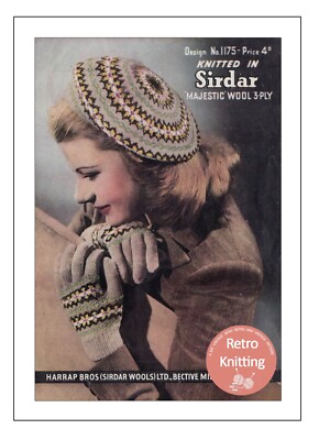 40er Jahre Kriegszeit Turban, Fez-Mütze und Baskenmütze Strickmuster Kopie