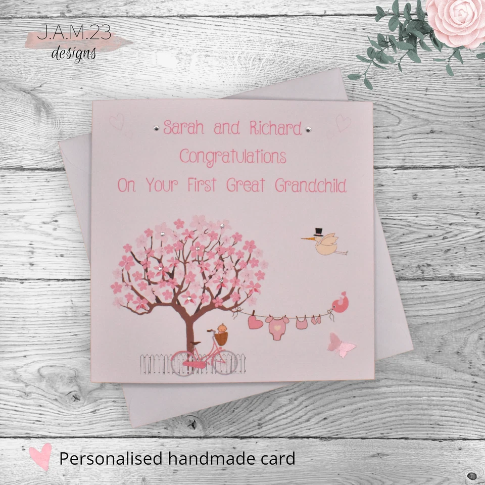 Personalised New Great / Grandparents Congratulations Card Boy Girl - Image 3 of 4