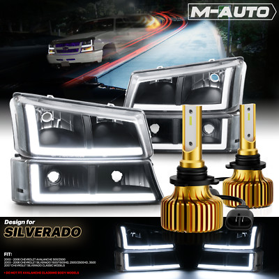 G-PLUS LED DRL Headlights W/o Bulbs Compatible With Chevy Silverado