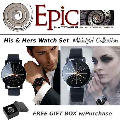 EPIC TIME- Hi and Hers Watch Set- Midnight Collection- Black Dress