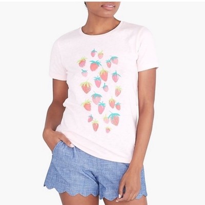 New! J. by J. Crew Pink Strawberry Collector Tee Size Medium MSRP $39.50