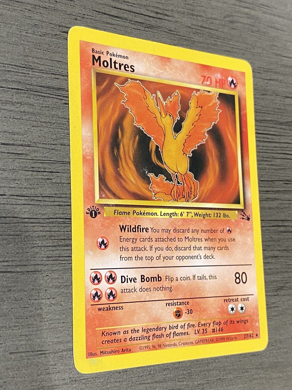 Mavin  Moltres First Edition #12/62 Shiny Holographic Pokemon Card Near  Mint Condition