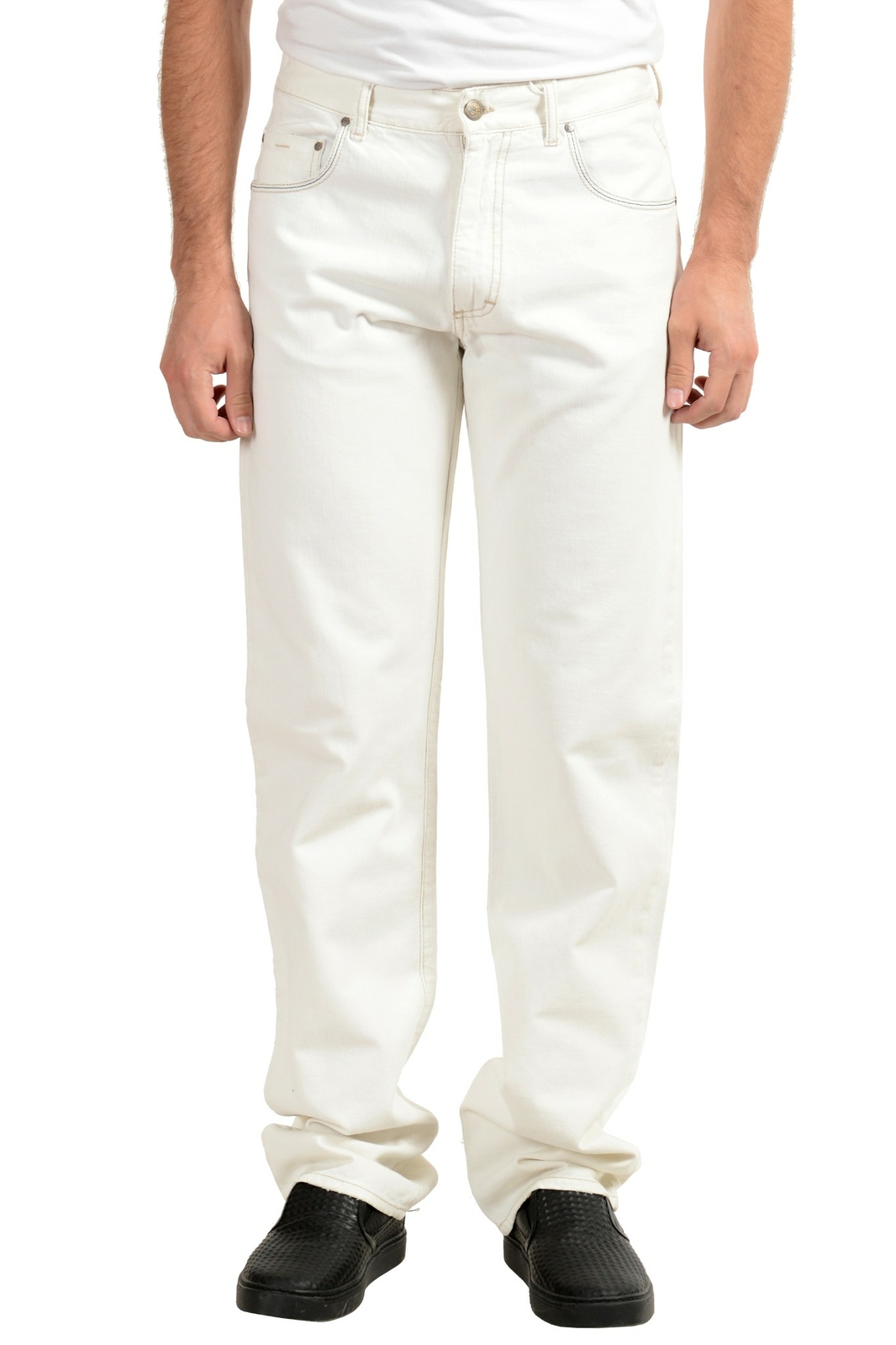 Мужские белые джинсы с прямыми штанинами Gianfranco Ferre GF Размер US 32-48