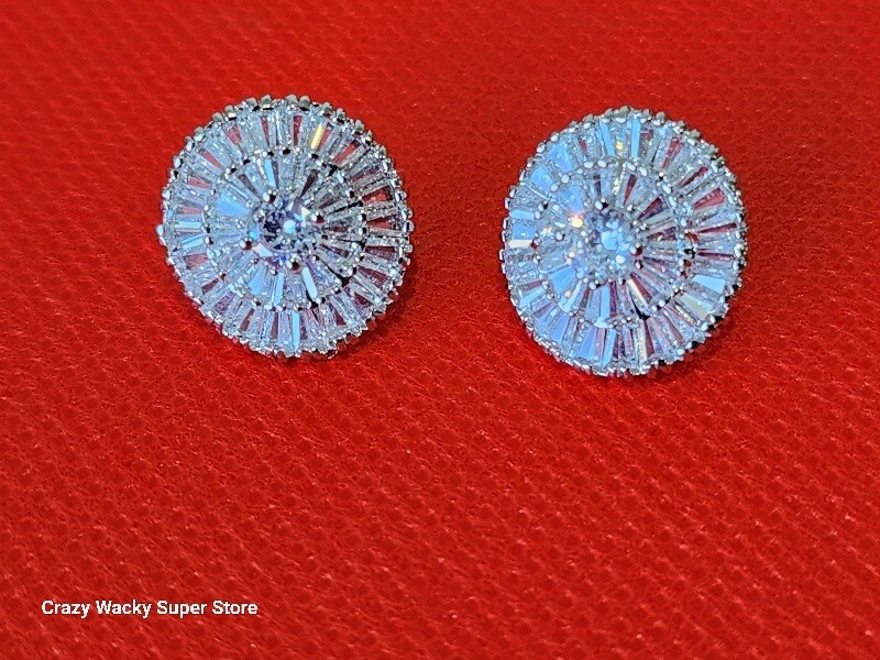 Sterling silver white CZ stud earrings for women