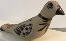 Vintage 9” Tonala Pottery Mexican Folk Art Hand Painted Signed Netzi Dove Bird