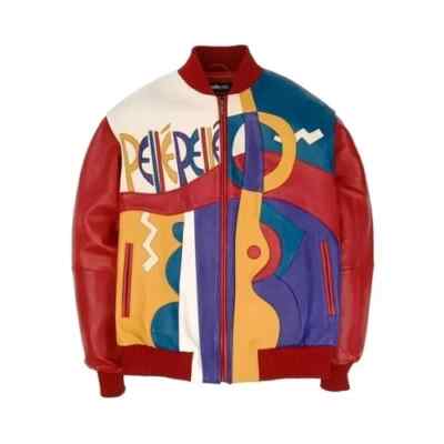 Men s Picasso Plush Bomber Jacket Handmade Genuine Cow Leather Fashion Jacket
