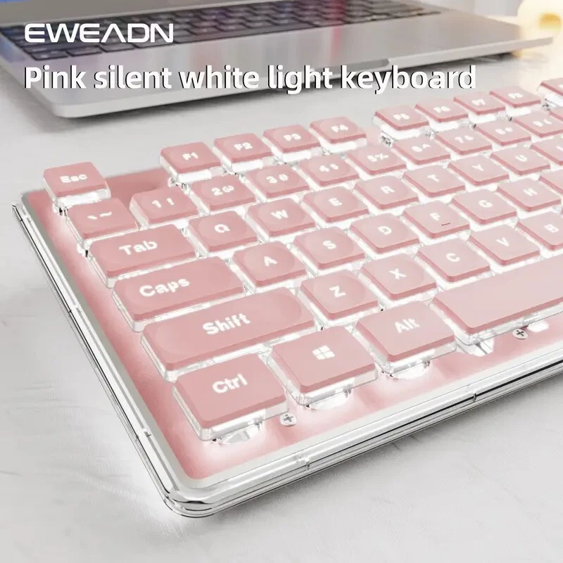 EWEADN GX710S - Wired LED-Backlit Silent Ergonomic Keyboard, UK QWERTY Layout - Image 2 of 4