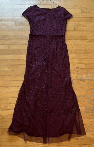 Adrianna Papell Burgundy Blouson Maxi Dress with Cap Sleeves - Picture 5 of 6