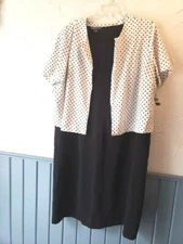 Women's Plus Covington Black & White Polka Dot Bolero Dress Set 3X