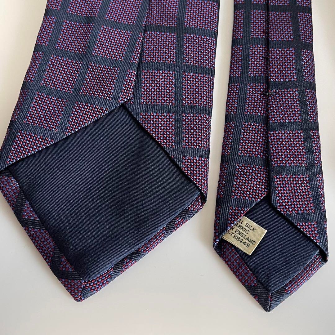 Michael J. Drake ネクタイ Archive Collection Drake's Teal/ Navy Stripe w/ Coronet Motif Silk Tie Made In