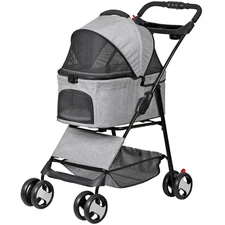 Pet Stroller 4 Wheel Pet Stroller for Small Cats Foldable Carrier Travel