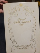 Imported Table Damask 5 Piece Set Tablecloth and Napkins New In Package Vintage