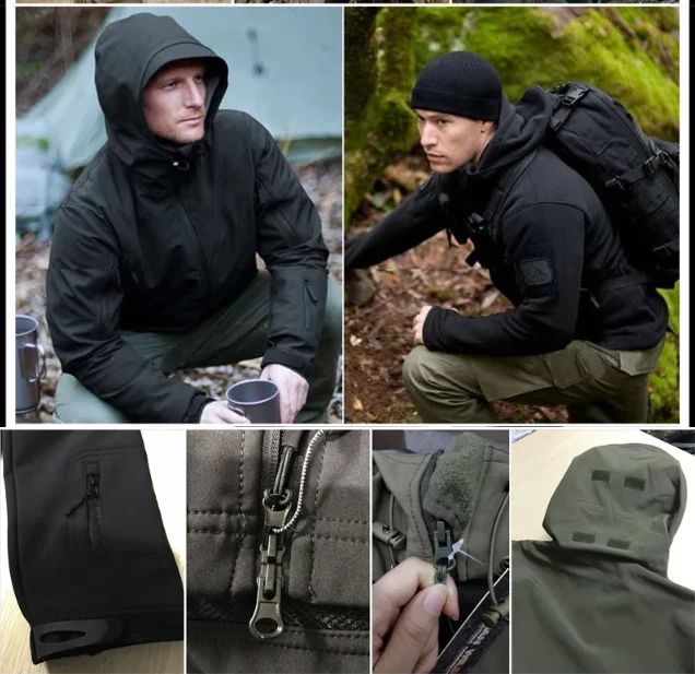 Chaqueta táctica para hombre impermeable abrigo militar caparazón suave trabajo chaqueta cortavientos Foto 3 de 4