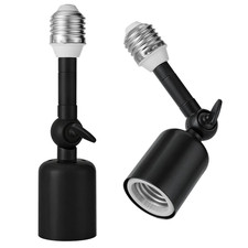 2-Pack Heavy Duty Light Socket Extender, 360 Adjustable E26/E27 Extension Adapt