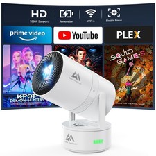  Built-in Battery Mini Projector with Wifi and Bluetooth, Rechargeable Porta...