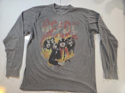 ACDC Shirt Adult XL Gray Long Sleeve Highway to Hell Band Concert Tshirt AC/DC