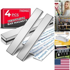 Neodymium Bar Magnets - 60x10x3mm 4 Pack with Adhesive for Versatile Use