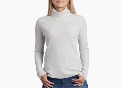 Kuhl Petra Turtleneck Waffle Knit Light Grey Pullover Women s Size Medium