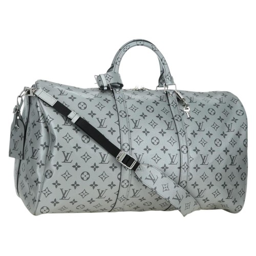 LOUIS VUITTON Monogram Keepall Bandouliere 50 Bag Silver M43848 Auth 179158SAM