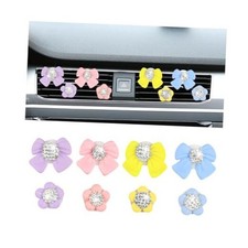 Bling Flower  Bow Car Air Vent Clip, 8PCS Crystal Rhinestone Cute Vehicle