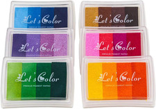 Craft Ink Pad Stamps Partner Rainbow Set of 6, DIY Multicolor Craft Stamp Pad 24