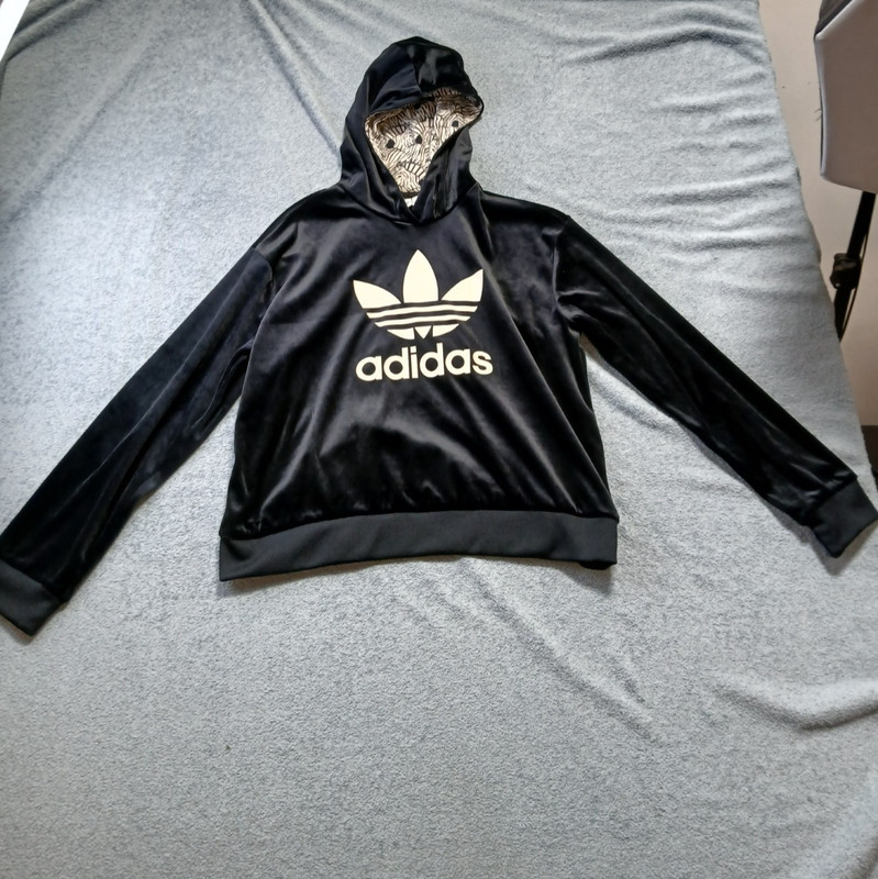 Adidas Youth Girls Hoodie Size XL 14/15Y Black White Logo Long Sleeve