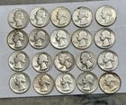 90 % SILVER WASHINGTON QUARTERS LOT OF 20 $5.00 FACE VALUE