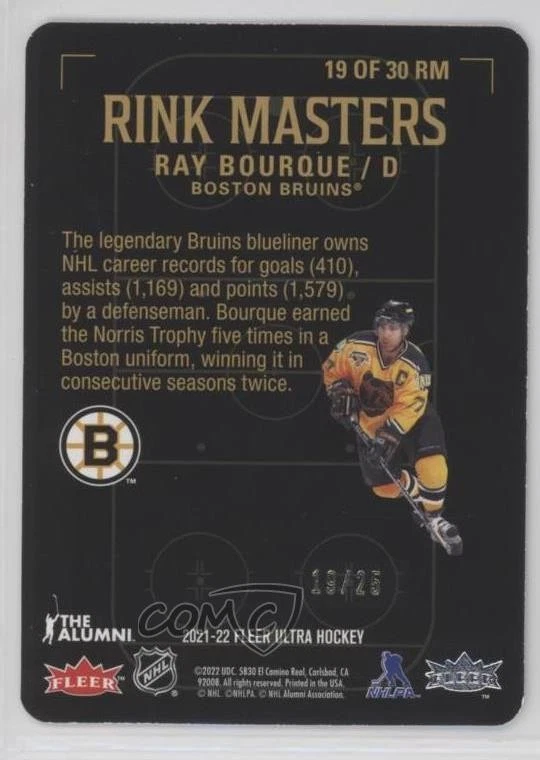 2021-22 Upper Deck Fleer Ultra Rink Masters Gold /25 Ray Bourque #19RM HOF - Image 2 of 2