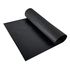  Black Plastic Floor Runner - Embossed Wide Rib Waterproof Vinyl, Heavy Duty 
