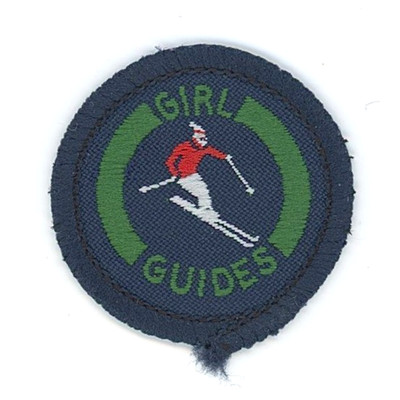 Rare Vintage Girl Guides Skifahrer Red Proficiency Interest Cloth Badge 36mm