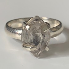 Handmade Herkimer Diamond Sterling Silver Ring Bling 925 Size 6.5 Estate