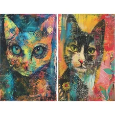 Whimsical Cats #1 | A4 Mulberry Rice Paper | Paper for Decoupage