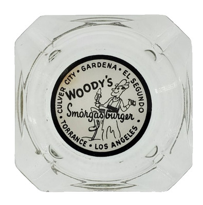 Vintage Ashtray / Woody's Smorgasburger / Torrance Culver City Gardena CA / FLAW